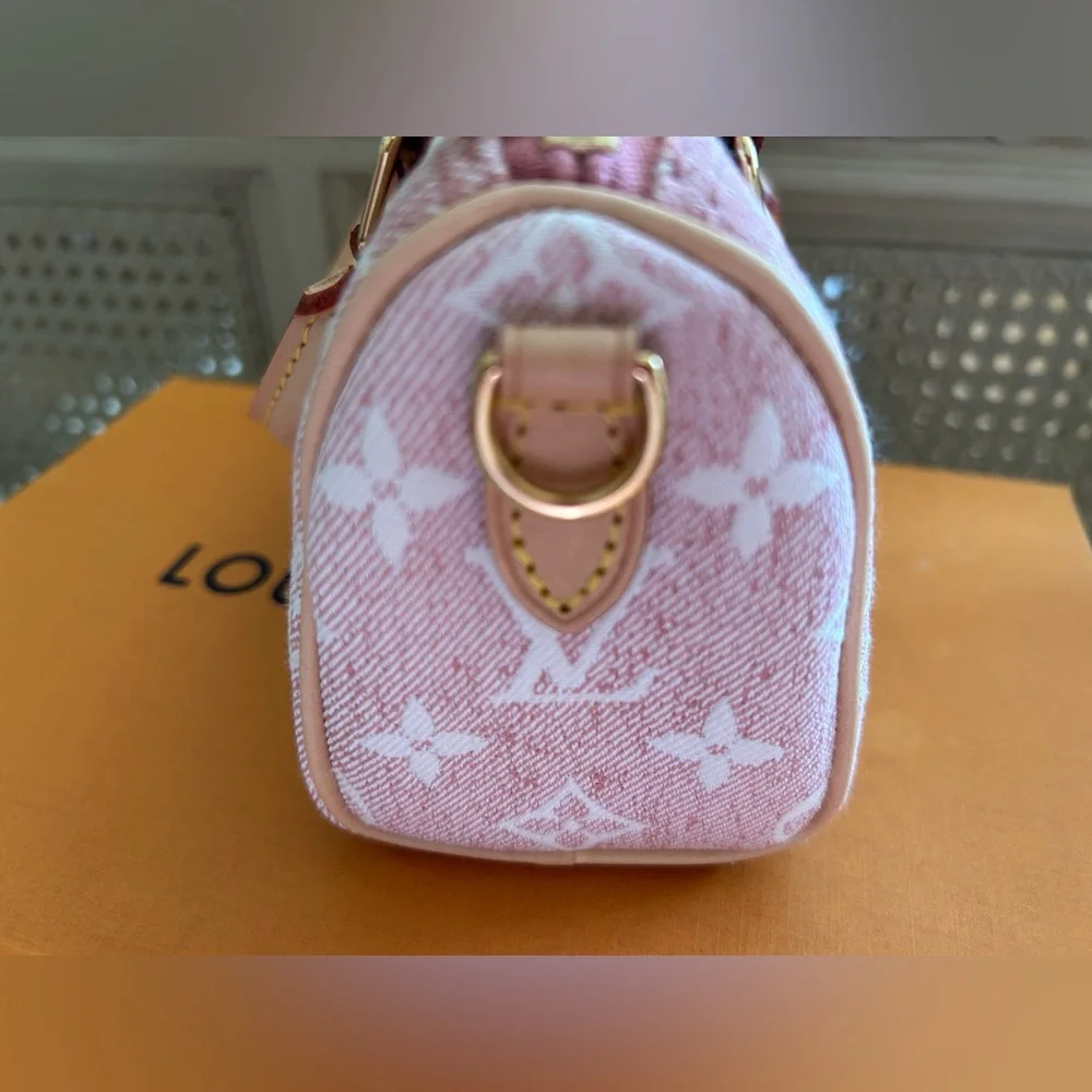 *NEW* Louis Vuitton Rose Pink Denim Nano Speedy - Picture 10 of 16